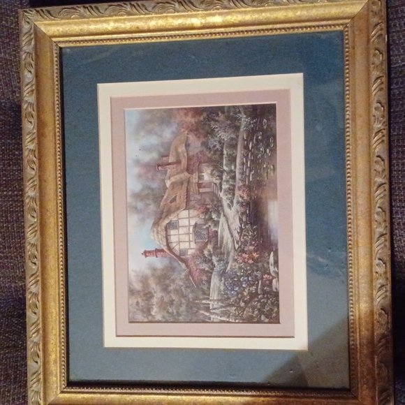 Hey beautiful painting of an old country style house with beautiful surrounding